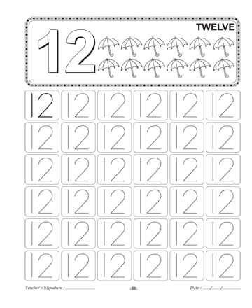 Number Writing 12 Sheet