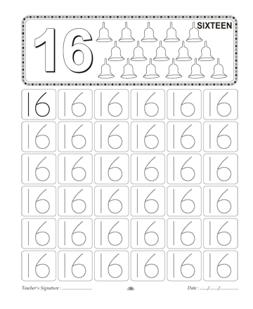 Number Writing 16 Sheet