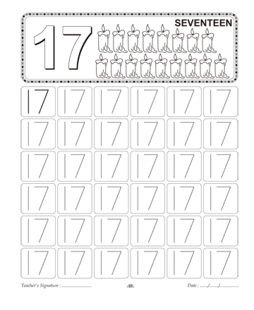 Number Writing 17 Sheet