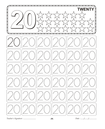 Number Writing 20 Sheet