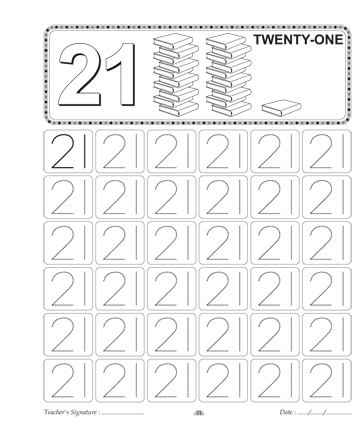 Number Writing 21 Sheet