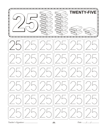 Number Writing 25 Sheet