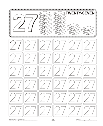 Number Writing 27 Sheet