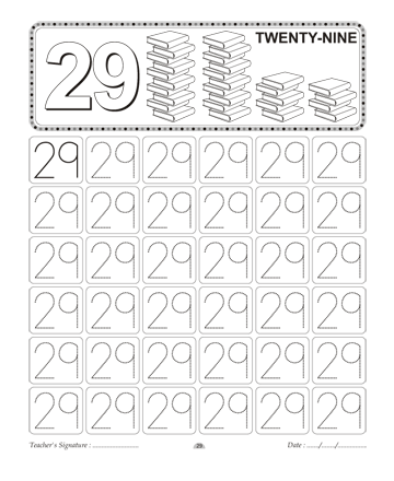 Number Writing 29 Sheet
