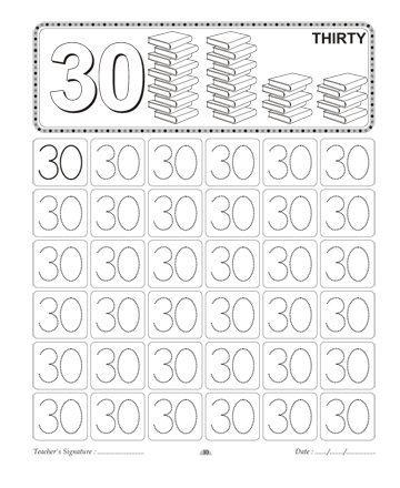 Number Writing 30 Sheet