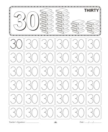 number writing 30 printable coloring worksheet