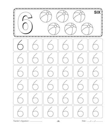 Number Writing 6 Sheet