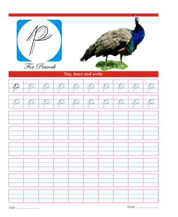 Small Cursive Letter P Sheet