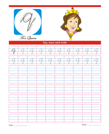 Small Cursive Letter Q Sheet