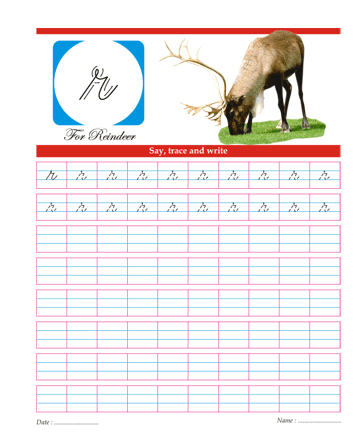 Small Cursive Letter R Sheet