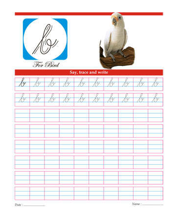 Small Cursive Letter B Sheet