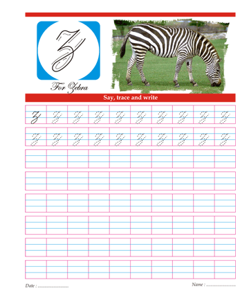 Small Cursive Letter Z Sheet