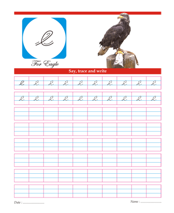 Small Cursive Letter E Sheet