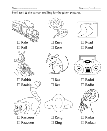 Spelling Test Letter Start With R Sheet