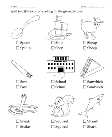 Spelling Test Letter Start With S Sheet