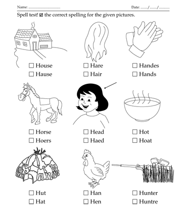 Spelling Test Letter Start With H Printable Coloring Worksheet